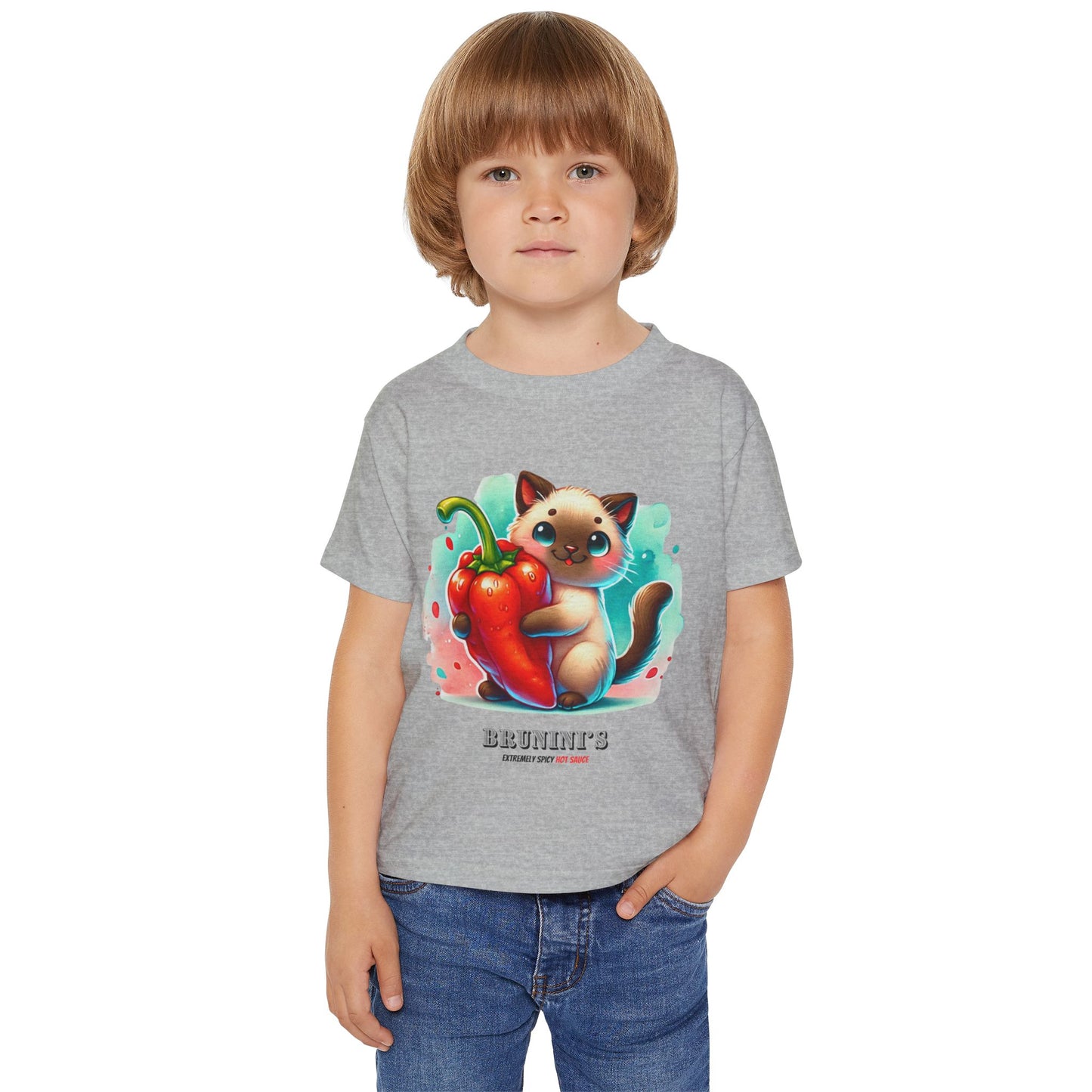 Cute Bruno Holding a Pepper - Toddler Cotton T-shirt