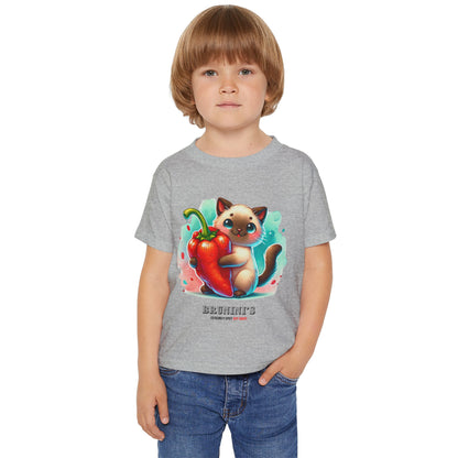 Cute Bruno Holding a Pepper - Toddler Cotton T-shirt
