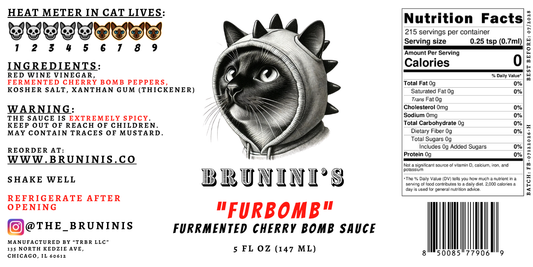 Brunini's "FurBomb" - Cherry Bomb Pepper Sauce with Red Wine Vinegar