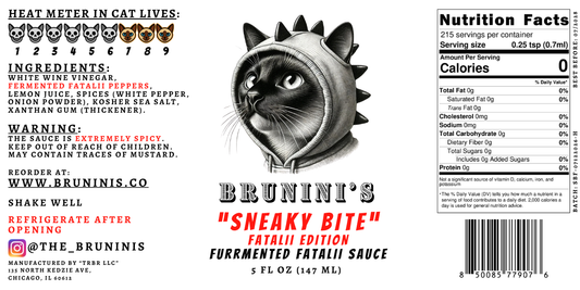 Brunini's "Sneaky Bite" - Limited Edition Fatalii Pepper Hot Sauce with White Wine Vinegar