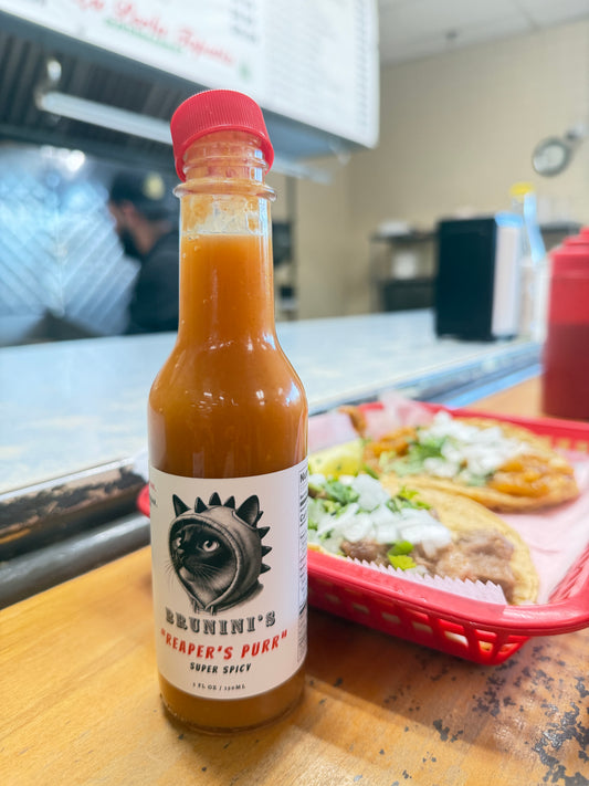 Brunini's "Reaper's Purr" - Habanero Hot Sauce with Carolina Reaper Powder
