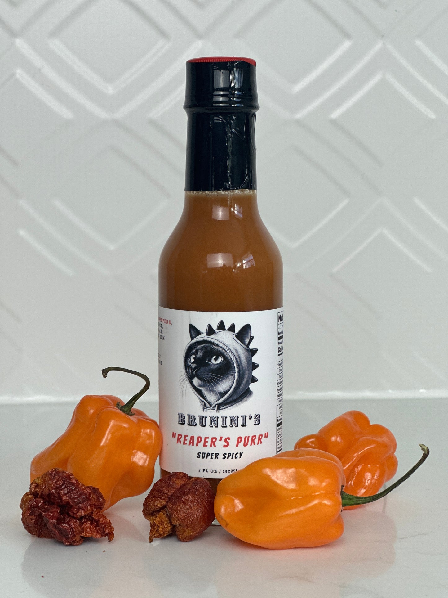 Brunini's "Reaper's Purr" - Habanero Hot Sauce with Carolina Reaper Powder