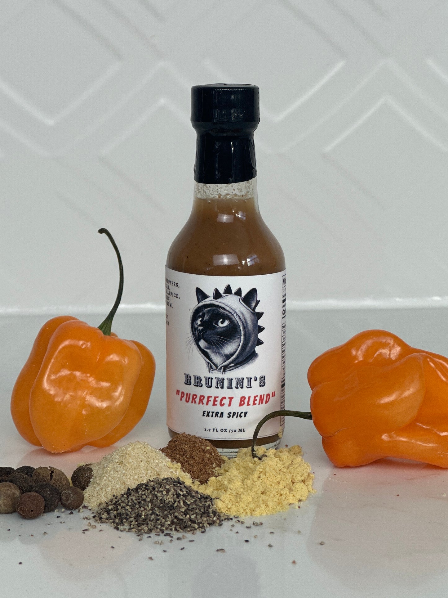 Brunini's "Purrfect Blend" - Spiced Habanero Extra Hot Sauce
