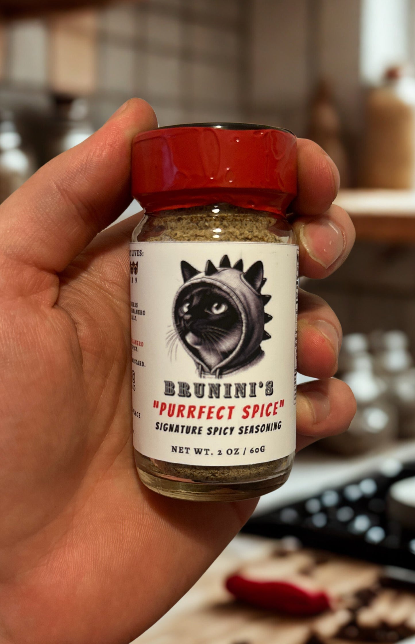 Brunini's "Purrfect Spice" - Signature Blend of Herbs and Spices with Smoked Habanero Powder