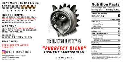 Brunini's "Purrfect Blend" - Spiced Habanero Extra Hot Sauce