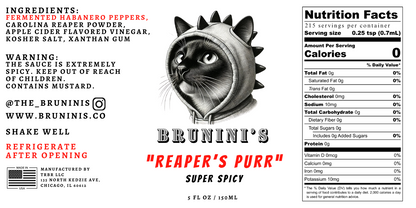 Brunini's "Reaper's Purr" - Habanero Hot Sauce with Carolina Reaper Powder